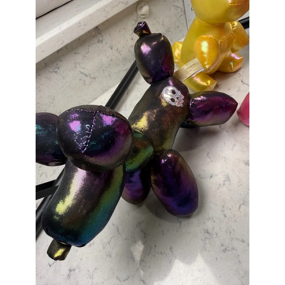 Balloon Animal Plush Set 4pc Iridescent Metallic Dog Bunny Pop Art Toys 204052-A